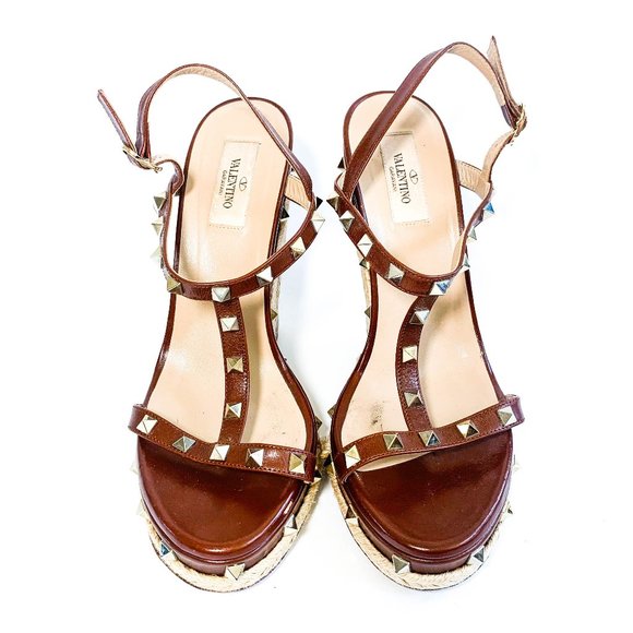 Valentino Shoes - Valentino Rockstud Ankle Strap Wedge Sandal